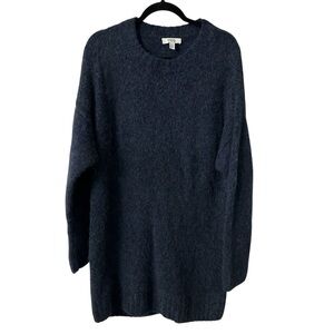 COS Women’s Navy Long Sleeve Mock Neck Alpaca/Wool Blend Knit Dress Sz L GUC